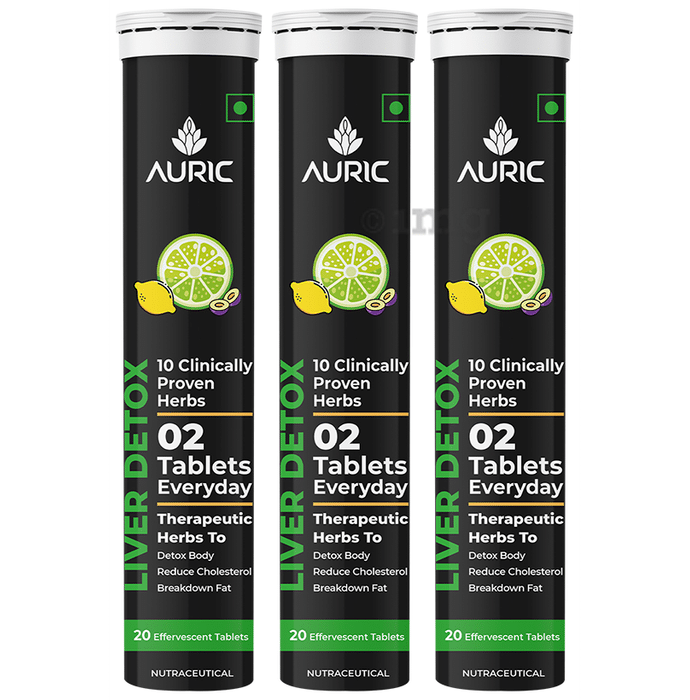Auric Liver Detox Effervescent Tablet  with Ayurvedic Herbs (20 Each)