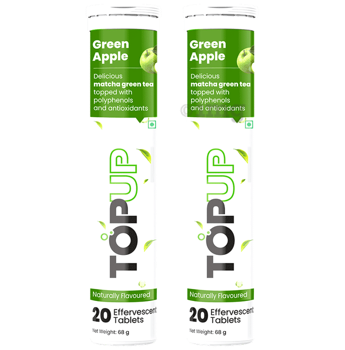 TopUp Delicious Matcha Green Tea Effervescent Tablet (20 Each) Green Apple