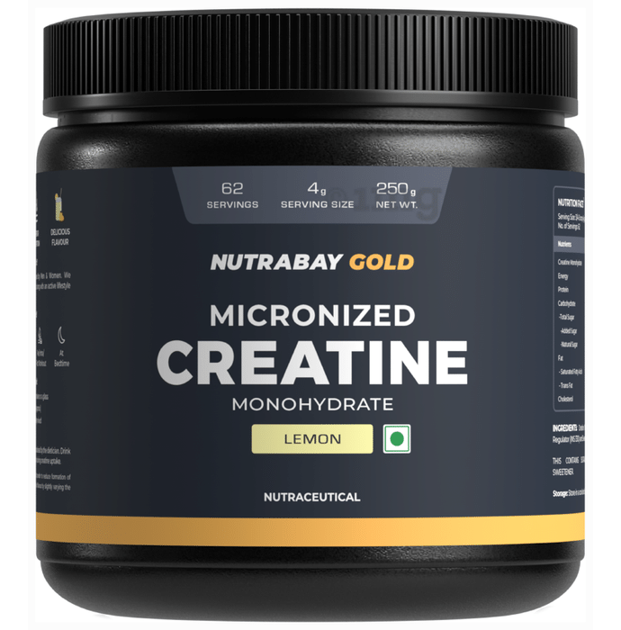 Nutrabay Gold Micronized Creatine Monohydrate Powder Lemon