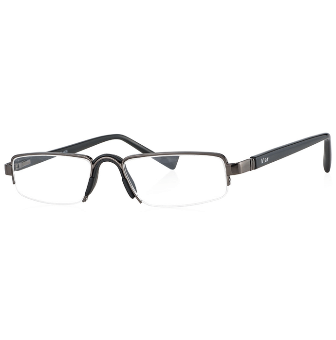 Klar Eye K 1012 Half Rim Rectangle Reading Glasses for Men and Women Shiny Gun Optical Power +2