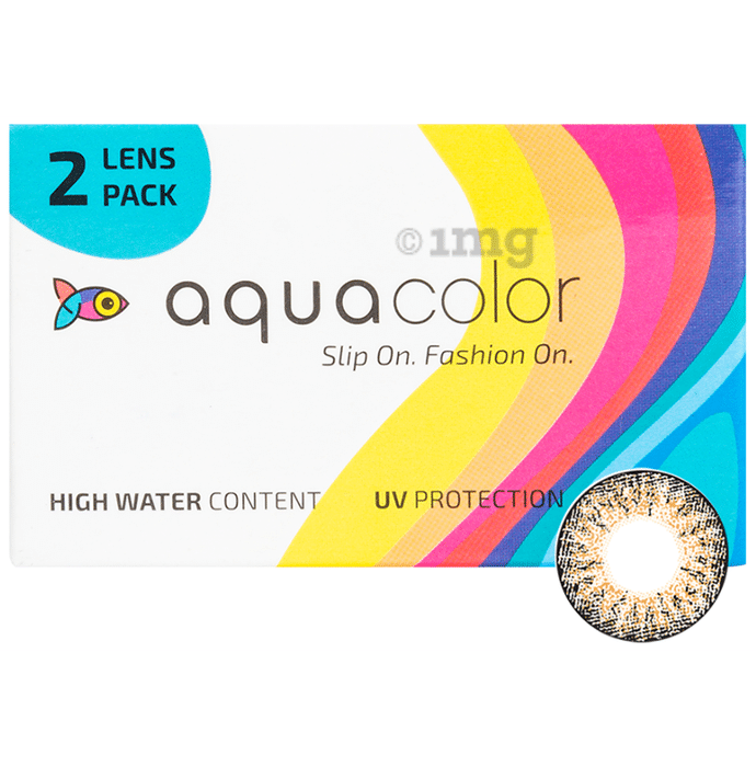 Aquacolor Monthly Disposable Zero Power Contact Lens with UV Protection Caramel Brown