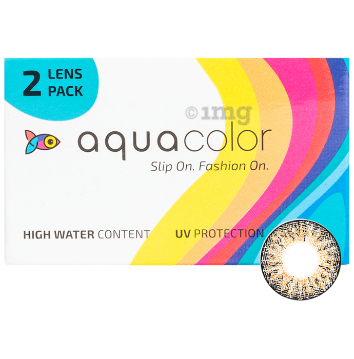 Aquacolor Monthly Disposable Zero Power Contact Lens with UV Protection Caramel Brown