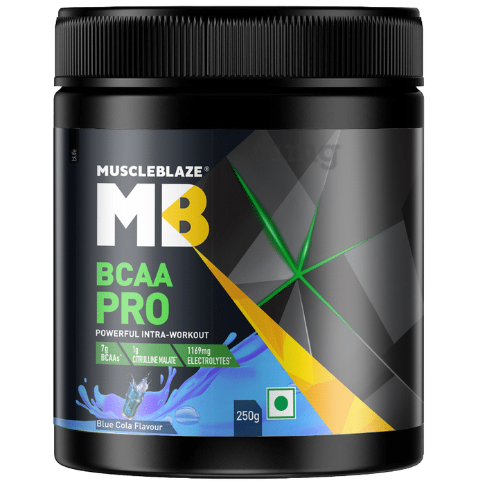 MuscleBlaze | BCAA Pro Powerful Intra-Workout | With Electrolytes | For Energy, Faster Recovery & Hydration Powder Blue Cola