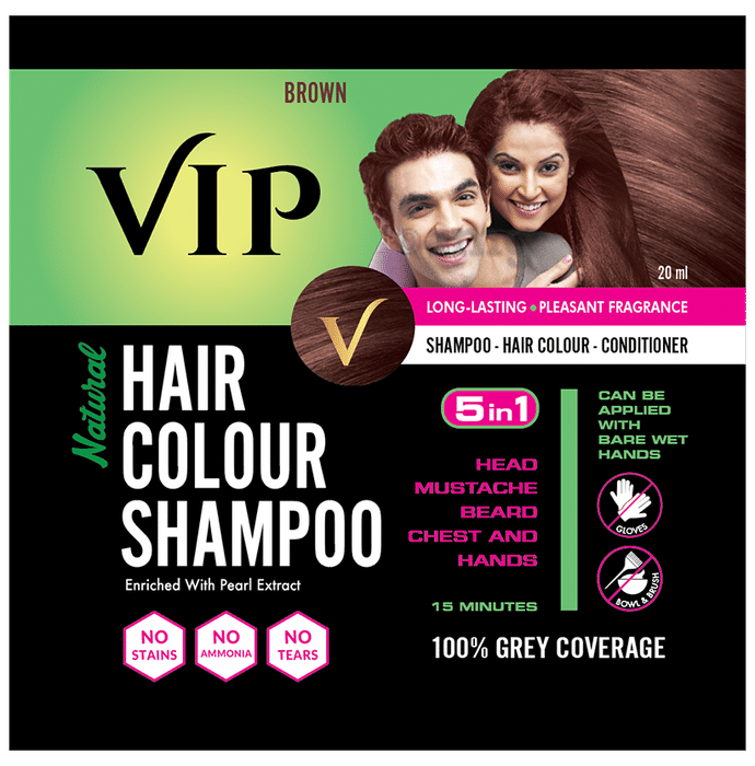 VIP Brown Natural Hair Colour Shampoo | For Grey Coverage