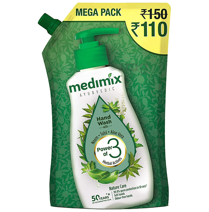 Medimix Ayurvedic Nature Care with Neem, Tulsi & Aloe Vera Hand Wash Mega Pack Refill (750ml Each)