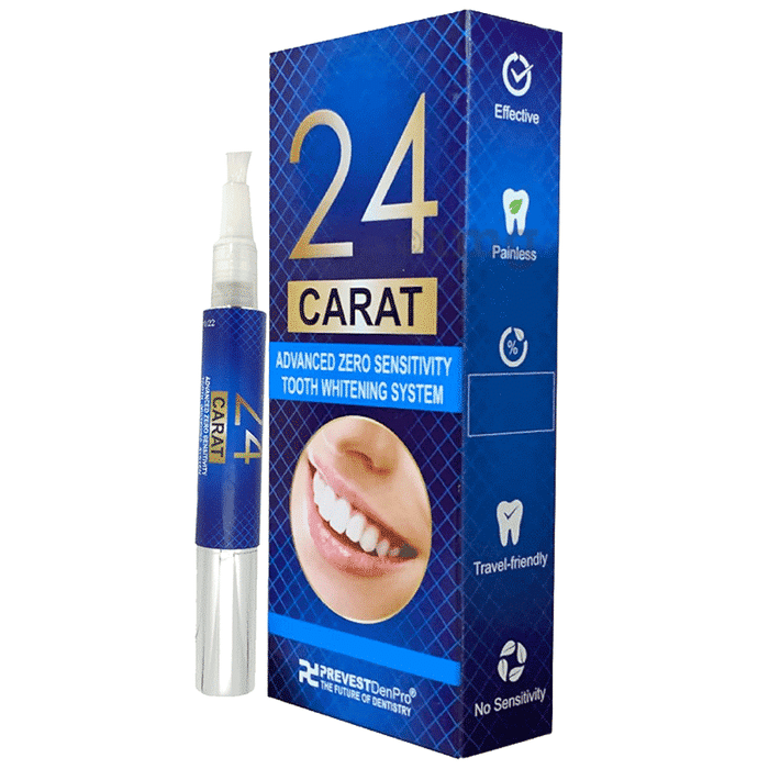 Prevest DenPro  24 Carat Teeth Whitening Advanced Zero Sensitivity Tooth Whitening System  Pen (2ml)