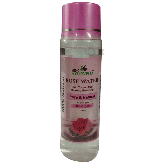 Vedic Ayurveda Rose water,Skin Toner, Makeup Remover (120ml Each)