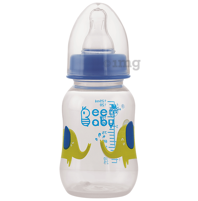 BeeBaby Easy Start Baby Feeding Bottle with 2 Anti-Colic Nipples 4 Months+ Blue