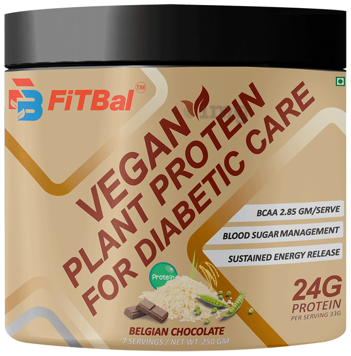 Fitbal Vegan Plant Protein Powder For Diabetic Care Belgian Chocolate