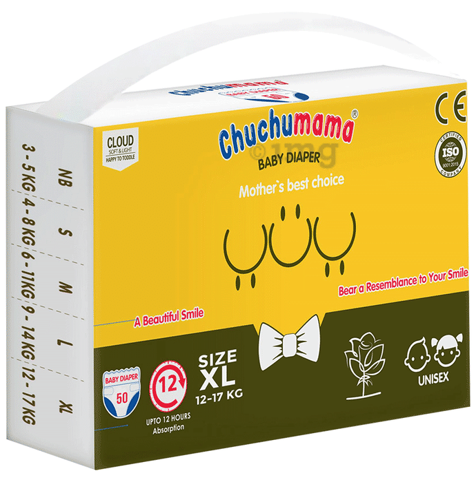 Chuchumama Taped Style Baby Diaper with Bubble Bed Technology for Comfort XL