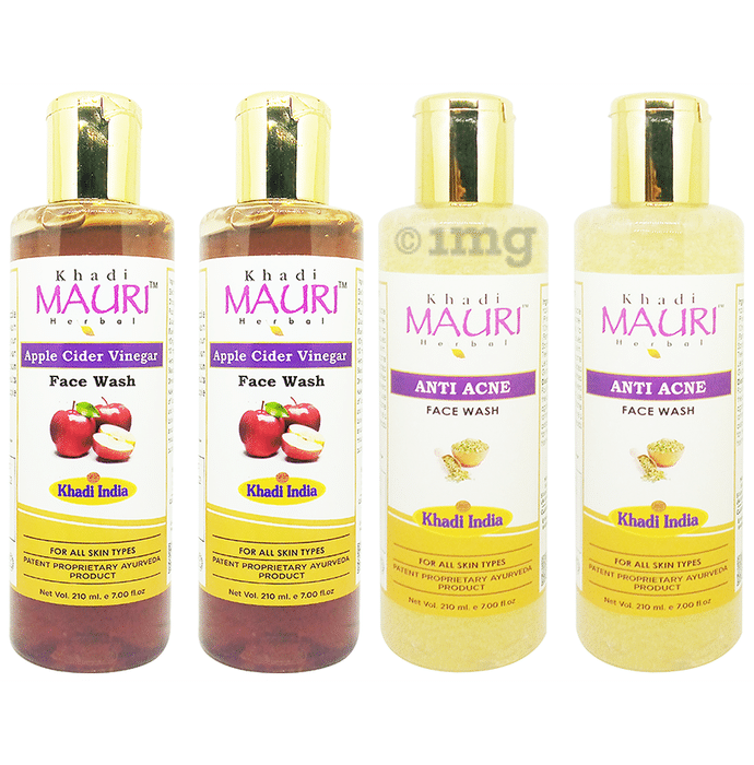 Khadi Mauri Herbal Combo Pack of Anti Acne & Apple Cidar Vinegar Face Wash (210ml Each)