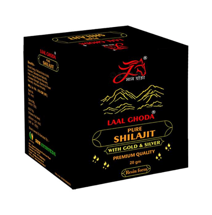 Laal Ghoda Pure Shilajit Resin Form with Gold & Silver