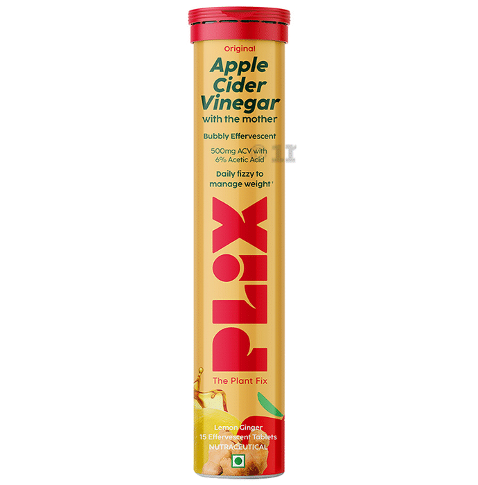 Plix Original Apple Cider Vinegar with the Mother Effervescent Tablet (15 Each) Lemon Ginger