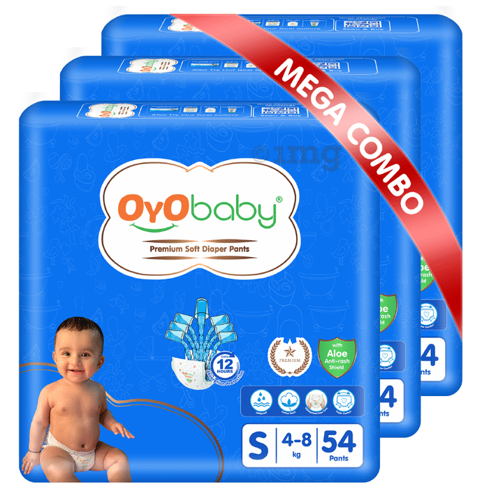 Oyo Baby Premium Soft with Aloe Anti-Rash Shield Diaper Pants (54 Each) Small