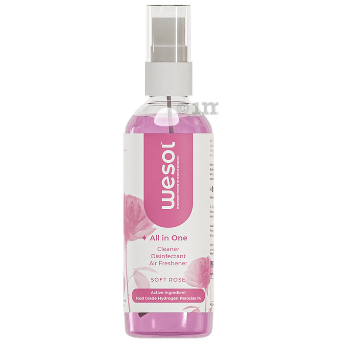 Wesol Food Grade Hydrogen Peroxide 1% All In One Multi Surface Cleaner Liquid, Disinfectant and Air Freshner (100ml Each) Soft Rose