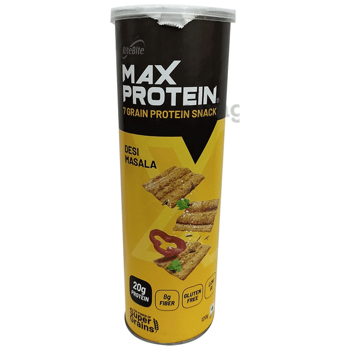 RiteBite Max Protein Chips with Fibre & Low GI | Gluten Free | Flavour Desi Masala