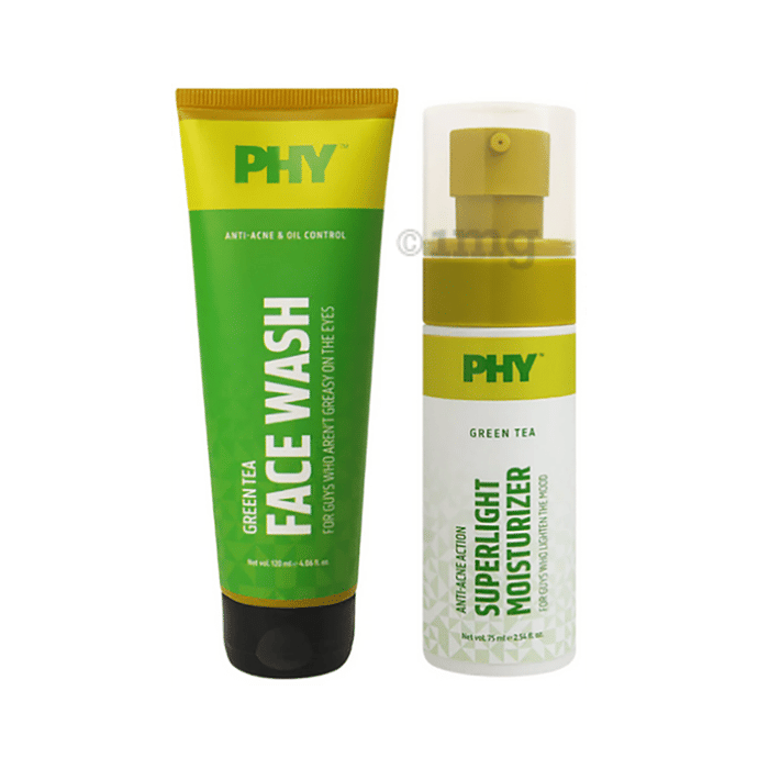 Phy Combo Pack of Green Tea Face Wash 120ml & Superlight Moisturizer