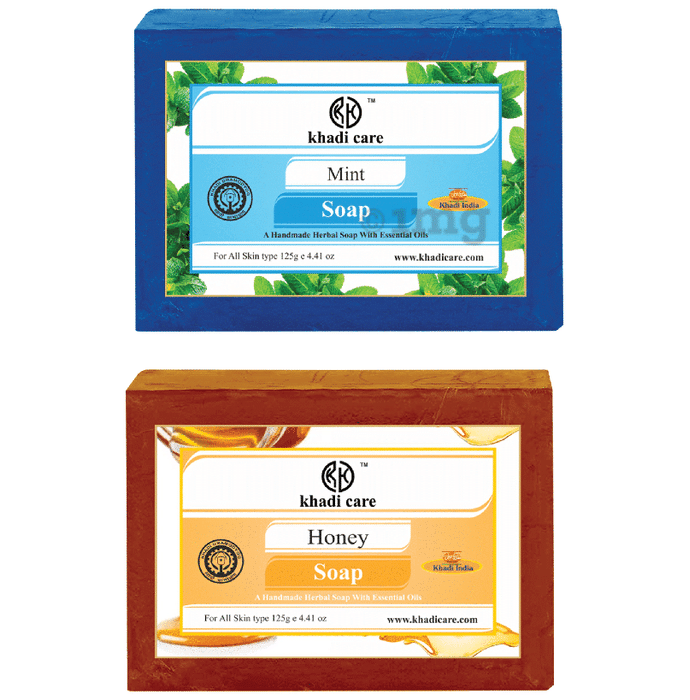 Khadi Care Combo Pack of Herbal Mint Soap & Honey Soap (125gm Each)