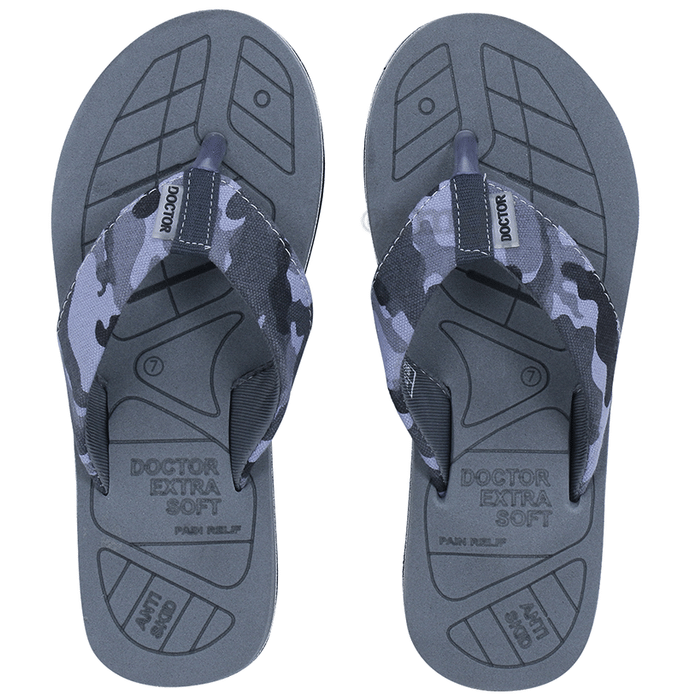 Doctor Extra Soft D 55 Camo Care Orthopaedic and Diabetic Adjustable Strap Super Comfort Flipflops for Men  Grey 5