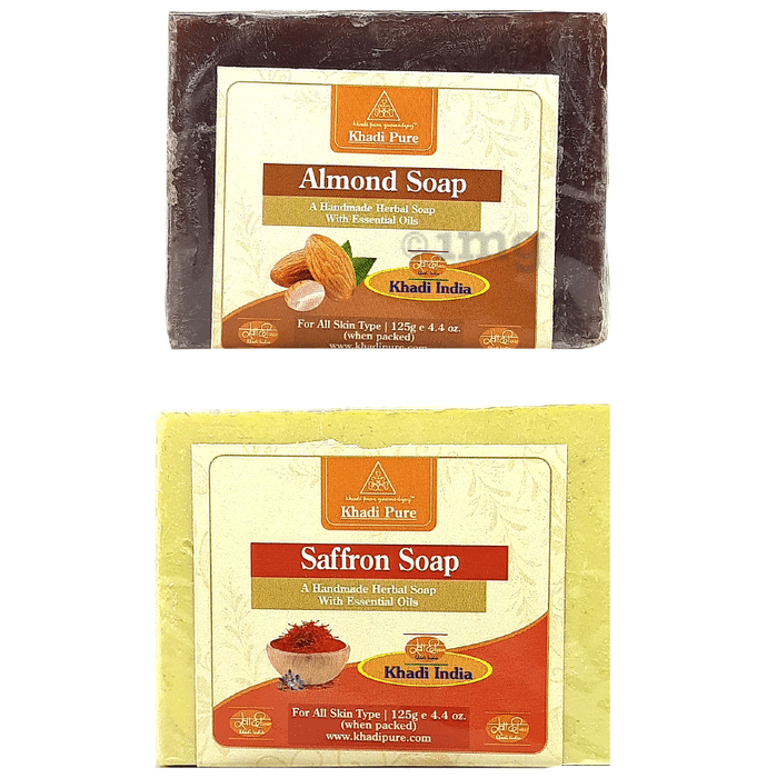 Khadi Pure Combo Pack of Almond & Saffron Soap (125gm Each)