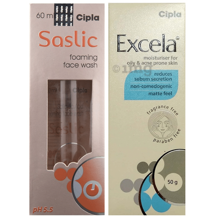 Combo Pack of Excela Moisturiser 50gm & Saslic Foaming Face Wash 60ml