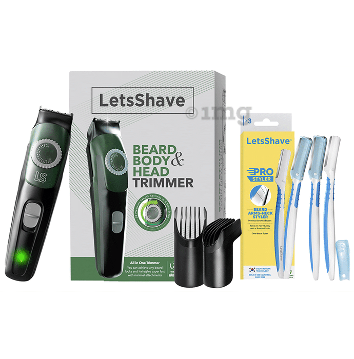 LetsShave Beard Body Head Trimmers with Pen Styler for Men Kit
