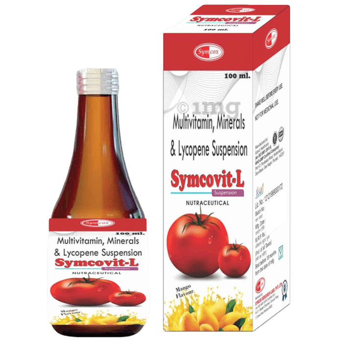 Symcovit L Powerful Antioxidant Lycopene and Multivitamin With Vitamin A, B, E, Zinc & Magnesium | Boosts Immunity | Suspension Mango
