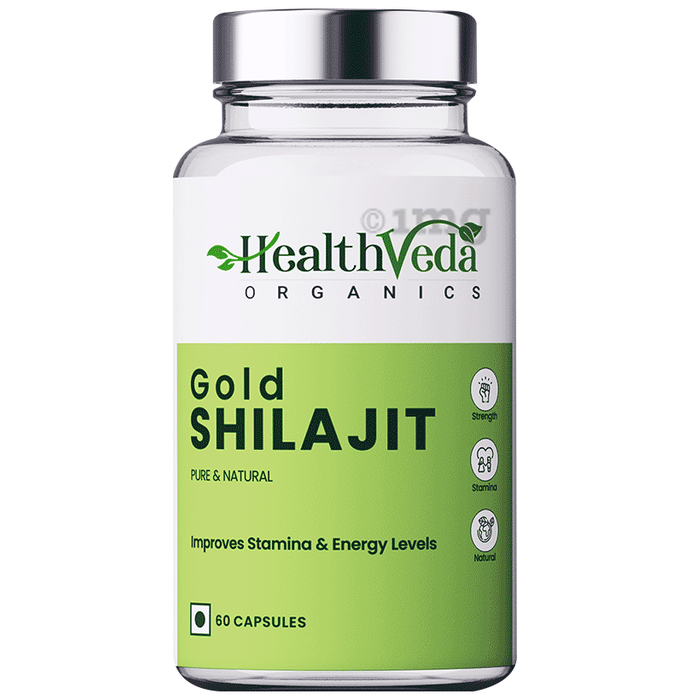 HealthVeda Organics Gold Shilajit Capsule for Stamina, Vitality & Strength Capsule