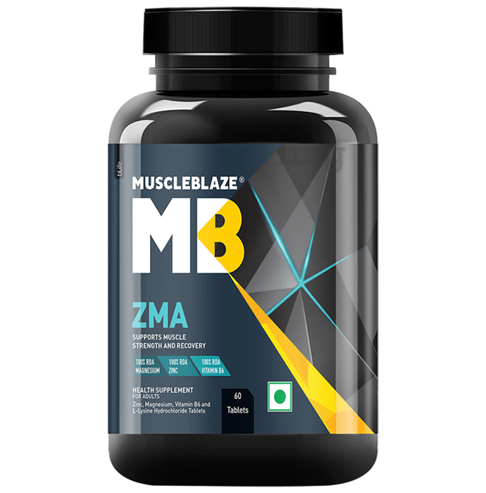 MuscleBlaze ZMA | With Magnesium, Zinc & Vitamin B6 | For Muscle Recovery | Tablet