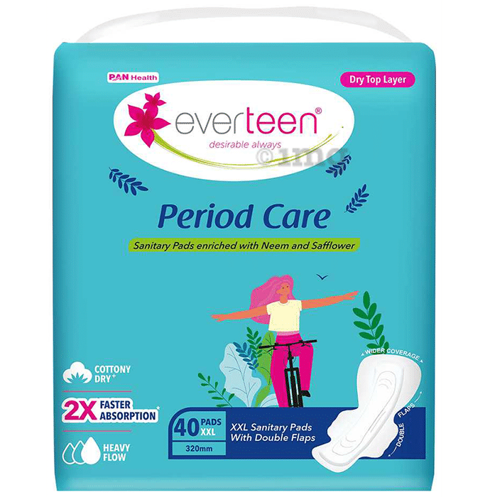 Everteen Period Care Sanitary Pads with Neem & Safflower | Cottony Dry XXL