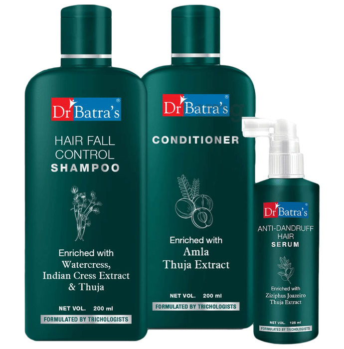 Dr Batra's Combo Pack of Anti-Dandruff Hair Serum 125ml, Conditioner 200ml and Hair Control Shampoo 200ml