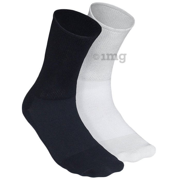 Heelium Diabetic Bamboo Socks Black & White Free Size