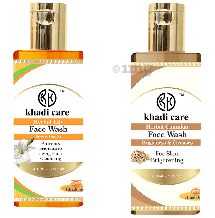 Khadi Care Combo Pack of Haldi Chandan  and Lily Face Wash (210ml Each)