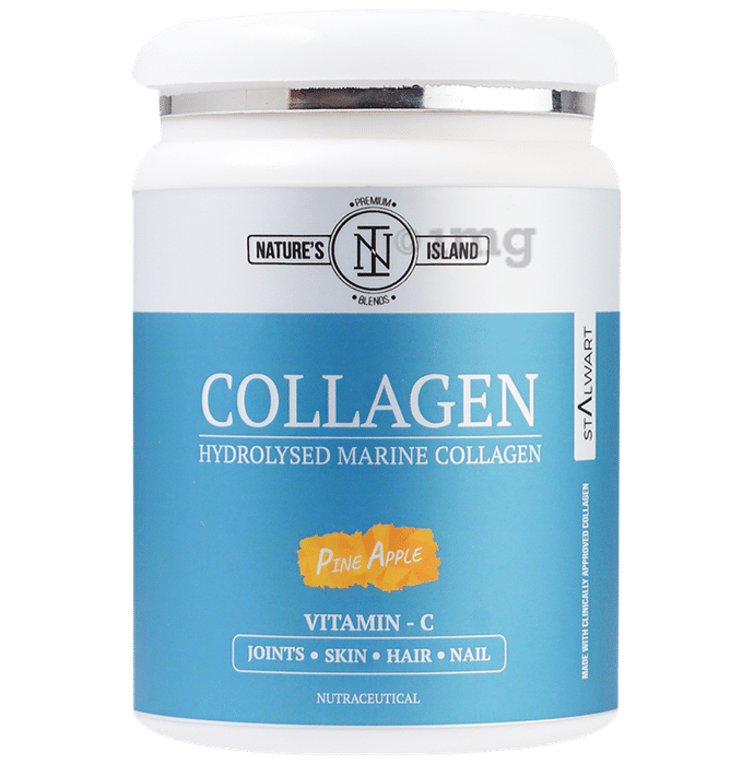 Nature's Island Hydrolysed Marine Collagen with Vitamin C | For Joints, Skin, Hair & Nails | Flavour Pineapple