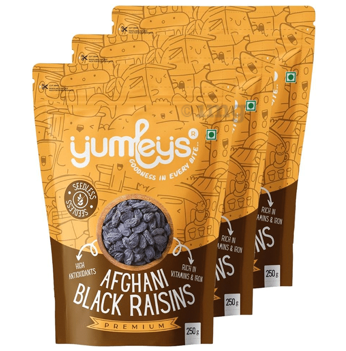 Yumleys Premium Afghani Black Raisins (250gm Each) Seedless