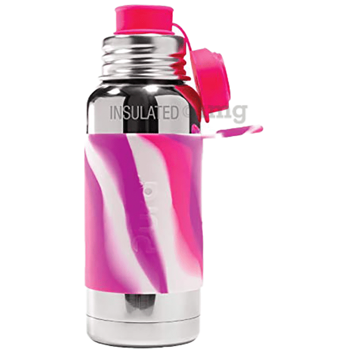 Pura Sport insulated Bottle with Sport Sleeve & Silicon Big Mouth Sport Top Pink Swirl