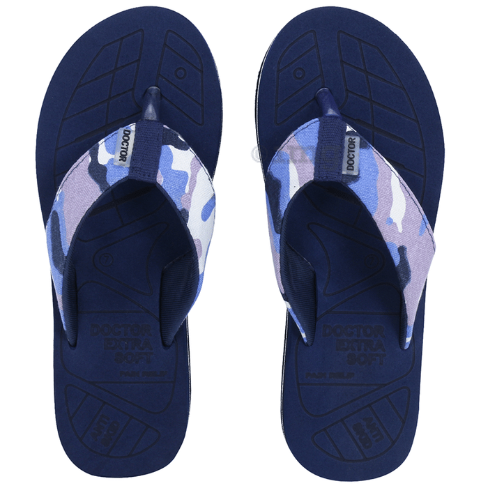 Doctor Extra Soft D 55 Camo Care Orthopaedic and Diabetic Adjustable Strap Super Comfort Flipflops for Men Navy 9