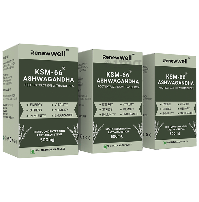 Renewwell KSM 66 Ashwagandha Capsules (60 Each)