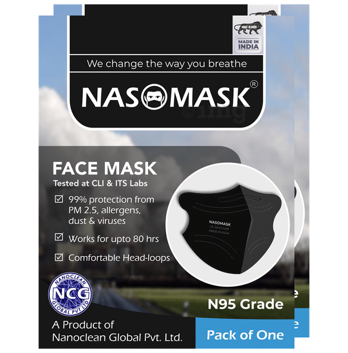 Nasomask Black N95 Grade Filter Anti-Pollution Face Mask