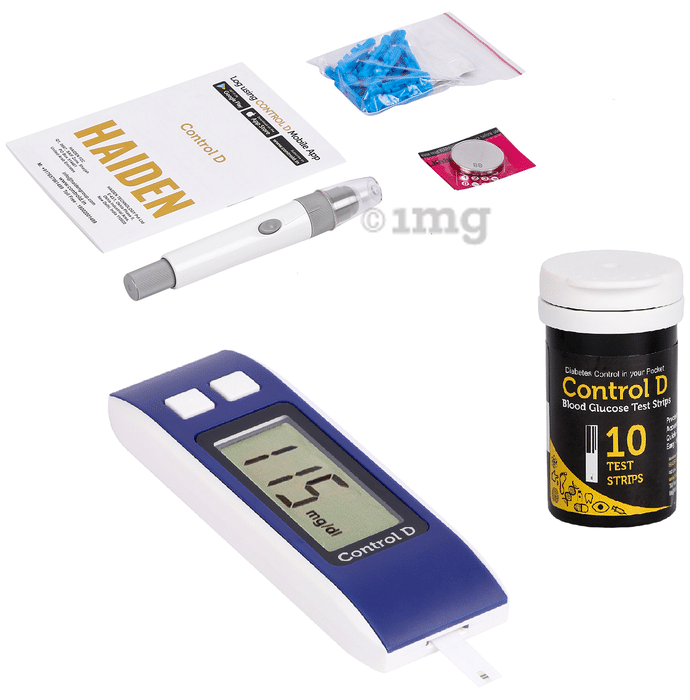 Control D CDB10 Blood Glucose Monitoring System with Lancet (10) & Strip (10) Blue