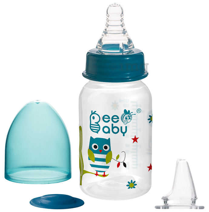 BeeBaby 2 in 1 Advance+ Baby Feeding Bottle with Anti-Colic Silicone Nipple & Silicone Sippy Spout 4 months+ Blue
