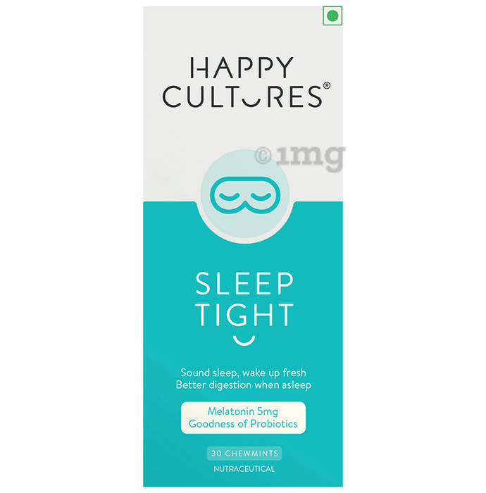 Happy Cultures Sleep Tight Chewmints ,Melatonin 5Mg,Deeper Sleep & Wake up Refreshed,Probiotic