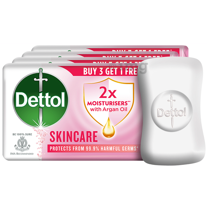 Dettol Skincare Moisturizing Beauty Bathing Soap Bar (75gm Each)  Buy 3 Get 1 Free
