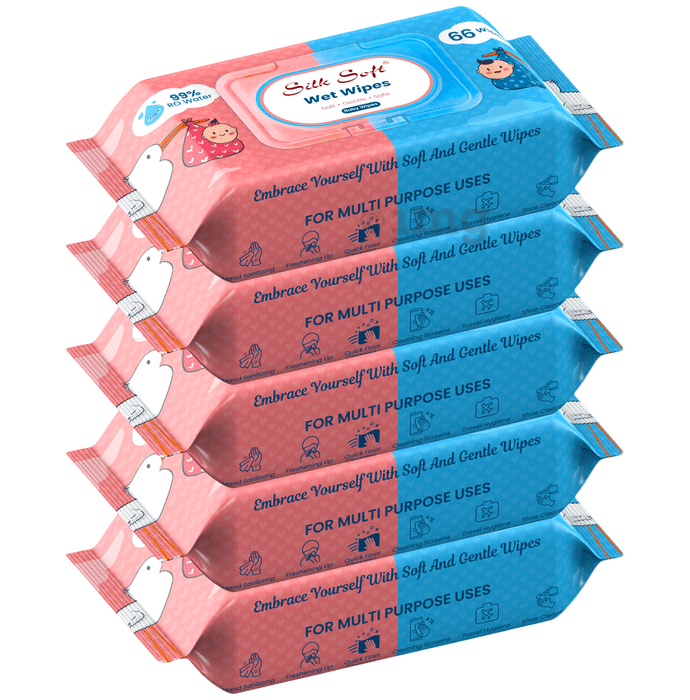 Silk Soft Wet Wipes (66 Each) with Lid