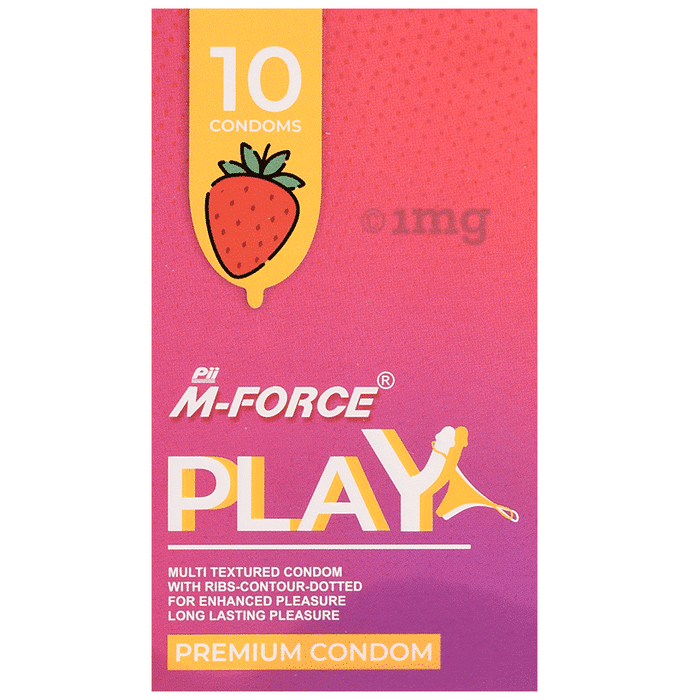 PII M-Force Play Condom (10 Each)condon Strawberry