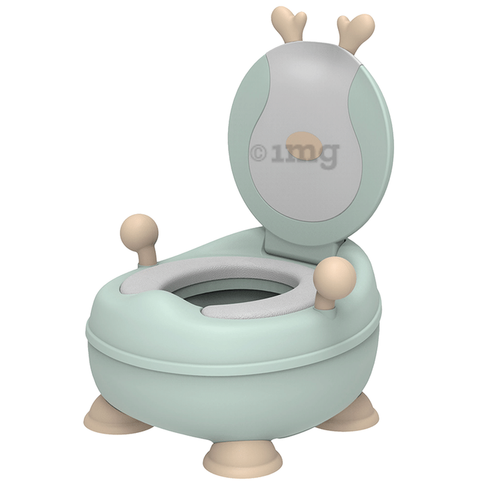 Polka Tots Green Swoosh Whoosh Fwan Design  Potty Training Toilet Seat for Toddlers Baby Boys & Girls, Western Style Potty Training Chair with Removable Potty Bowl Lid