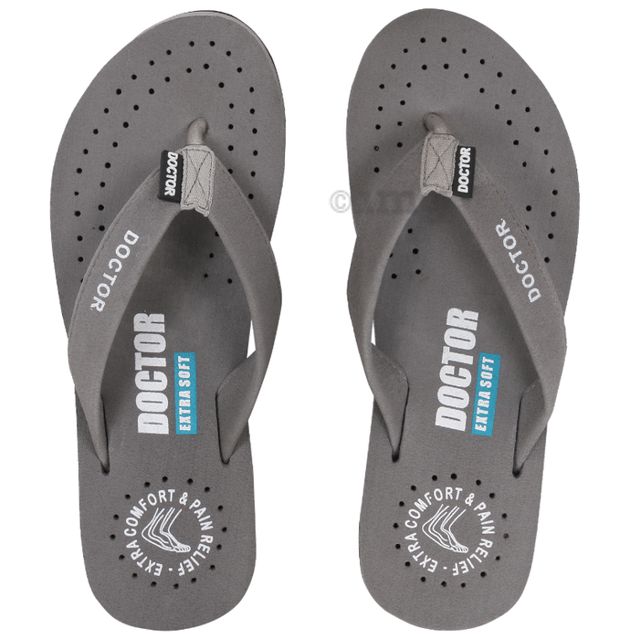 Doctor Extra Soft D 16 Orthopaedic and Diabetic Feel Good Super Comfort Slippers for Women Grey 8