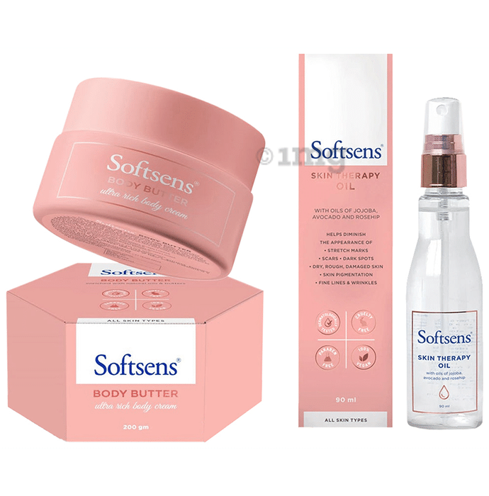 Softsens Combo Pack of Softsens Body Butter 200gm and Skin Therapy Oil 90ml