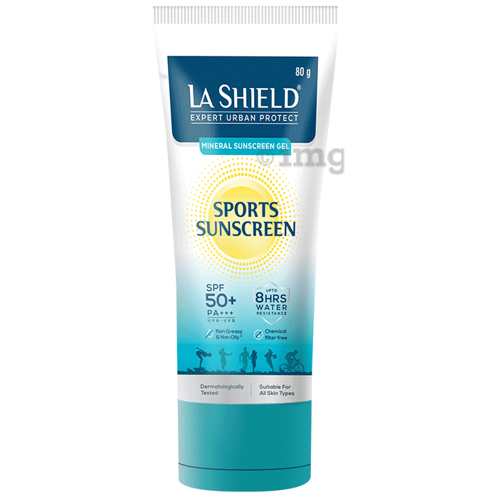 La Shield Mineral Sports Sunscreen Gel SPF 50 + | 8 Hours water resistant | No white cast | Lightweight and non greasy | Fragrance Free SPF 50+  PA+++