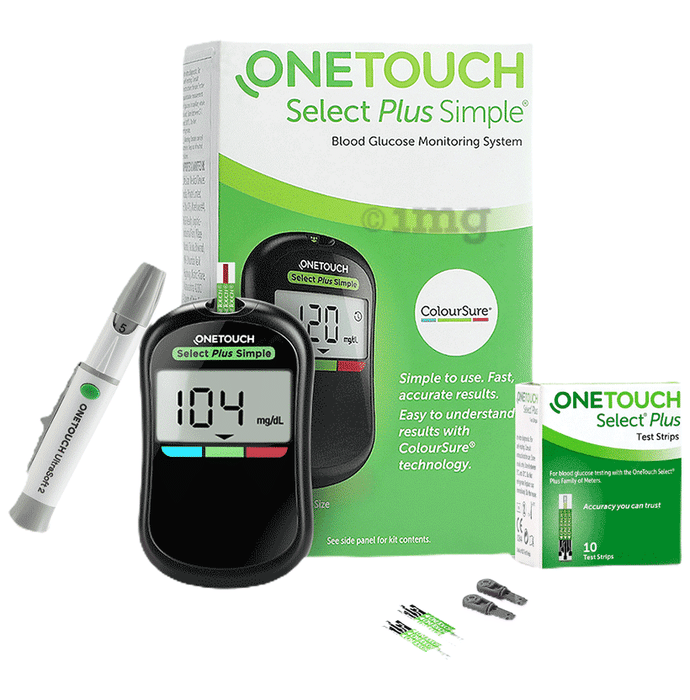 OneTouch Select Plus Simple Glucometer with 10 Free Strips Black | Diabetes Monitoring Devices | Blood Glucose Monitors
